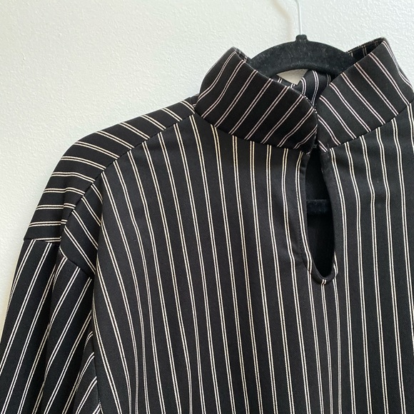 Zara Black Striped Mock Neck Top - Picture 5 of 5